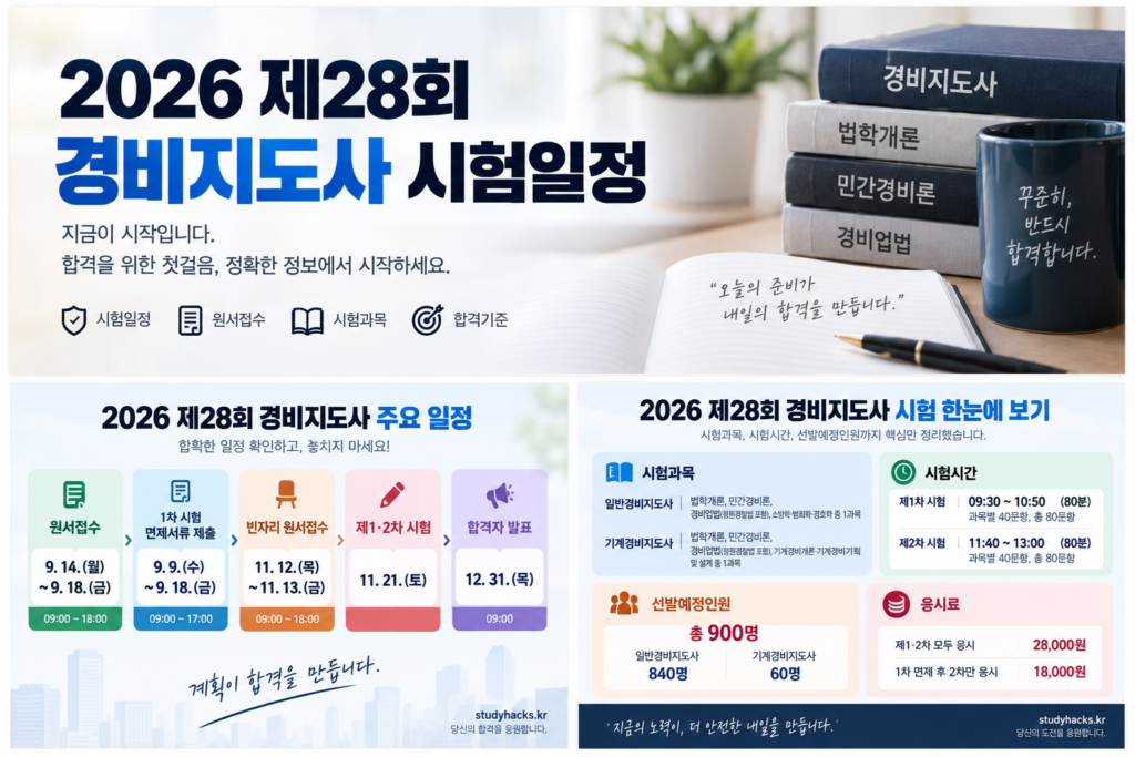 2026 제28회 경비지도사 시험일정 원서접수 시험일 합격자 발표 안내