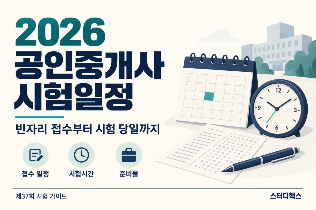 2026 공인중개사 시험일정과 빈자리 접수·시험시간·준비물 안내