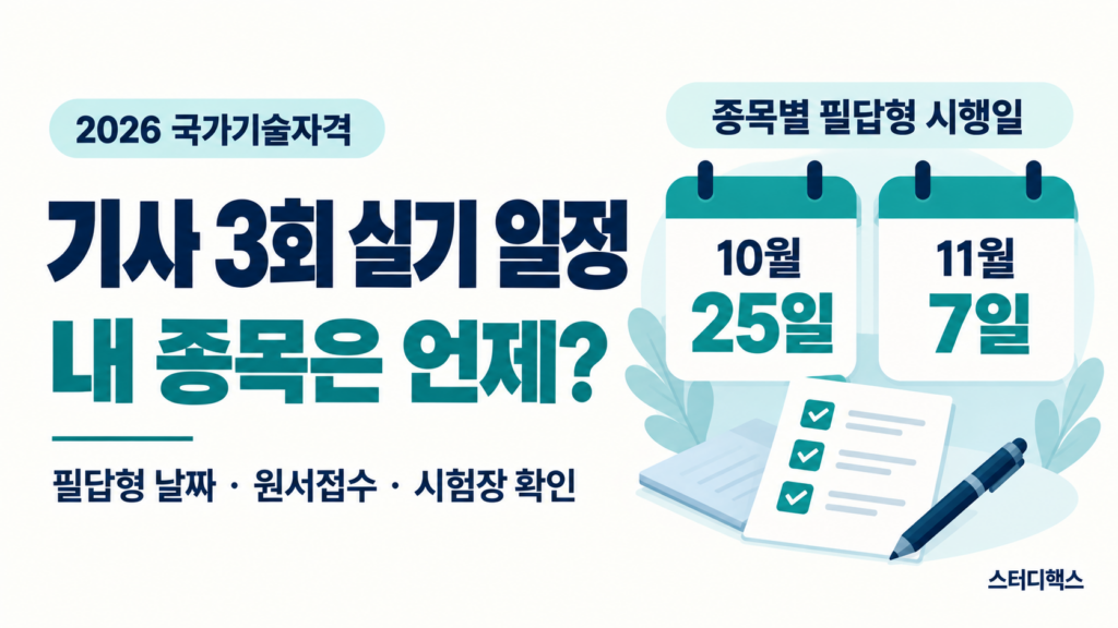 2026 기사 3회 실기 일정과 종목별 필답형 날짜·원서접수 안내