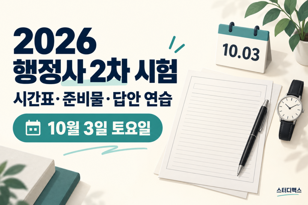 2026년 10월 3일 행정사 2차 시험 시간표와 준비물 안내